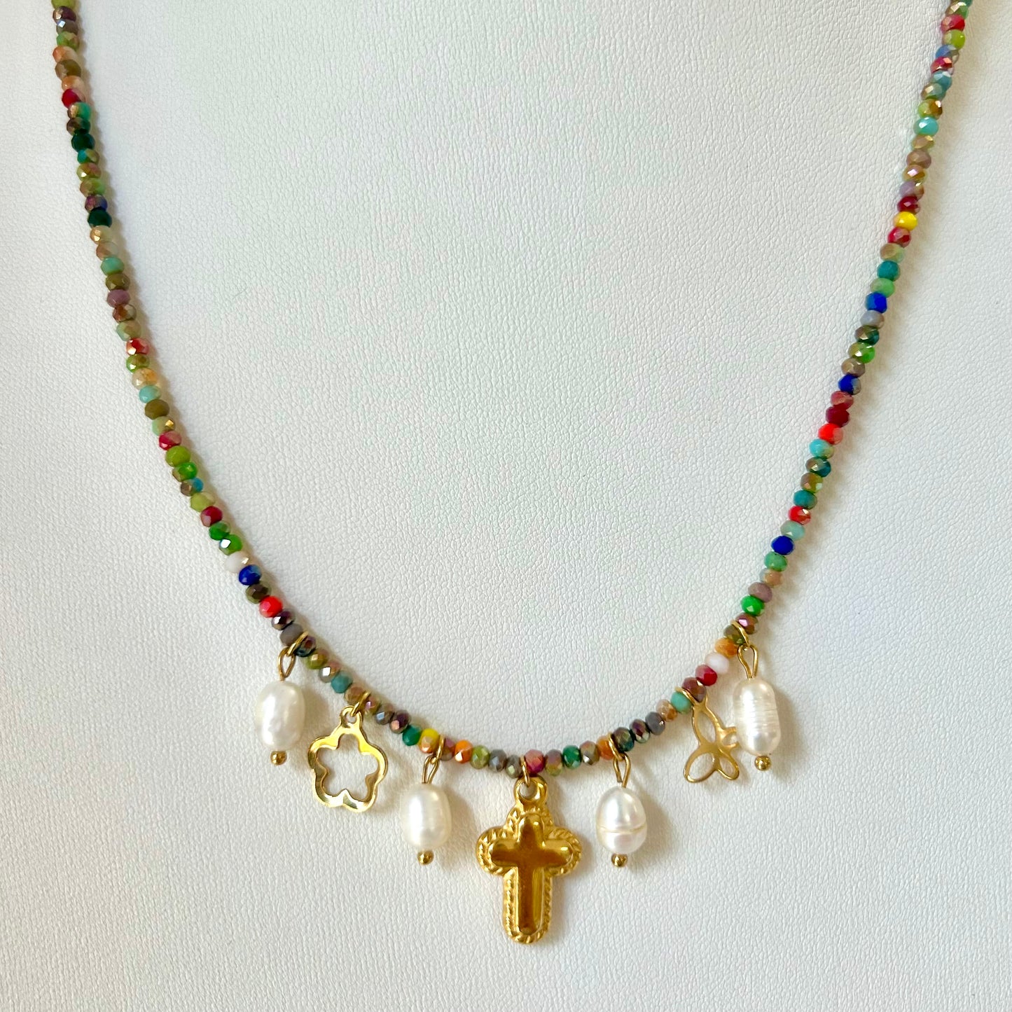 Crystal Charm Necklace (Cross)