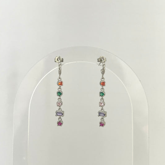 Aretes Plateados Multicolor