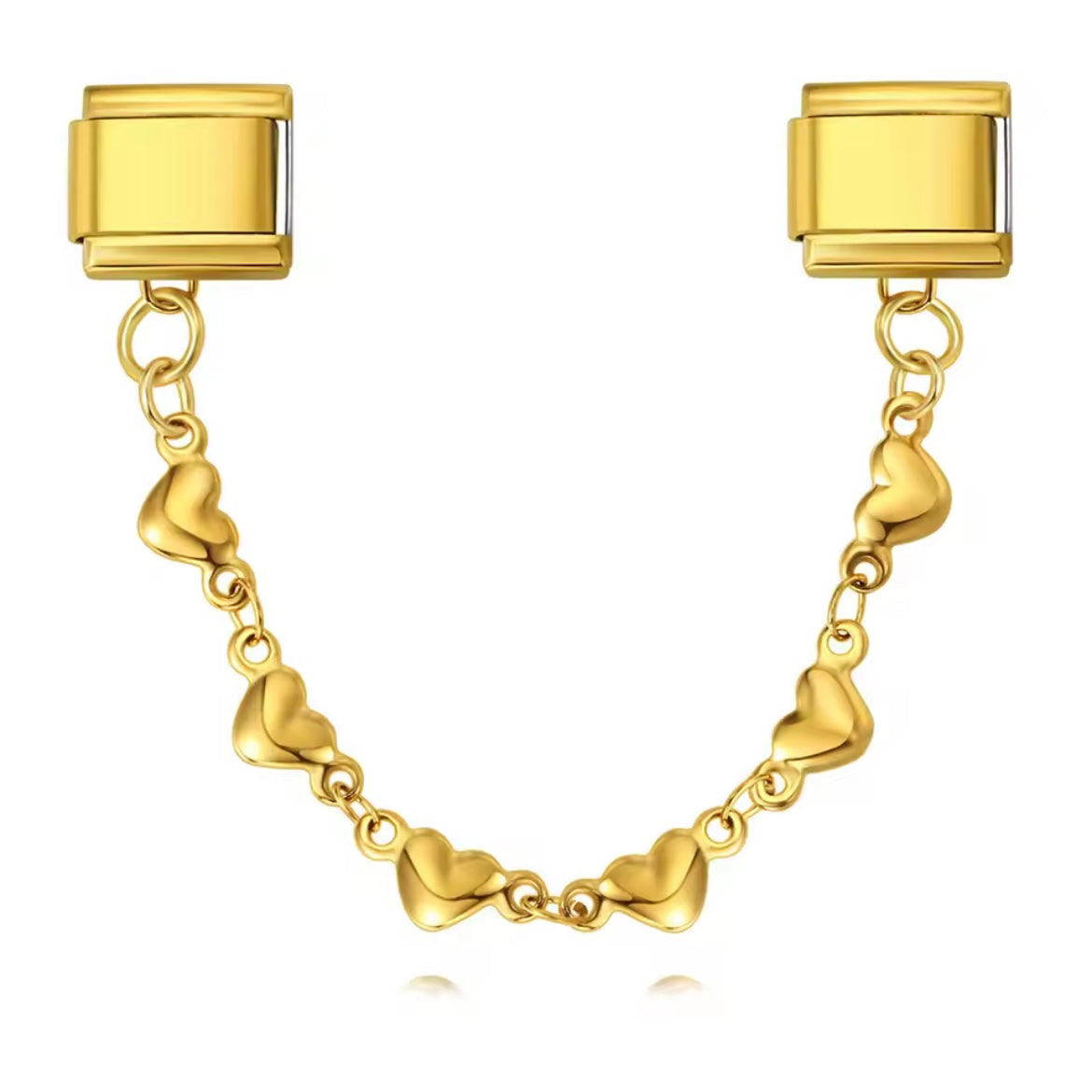 Golden Heart Chain Double Charm