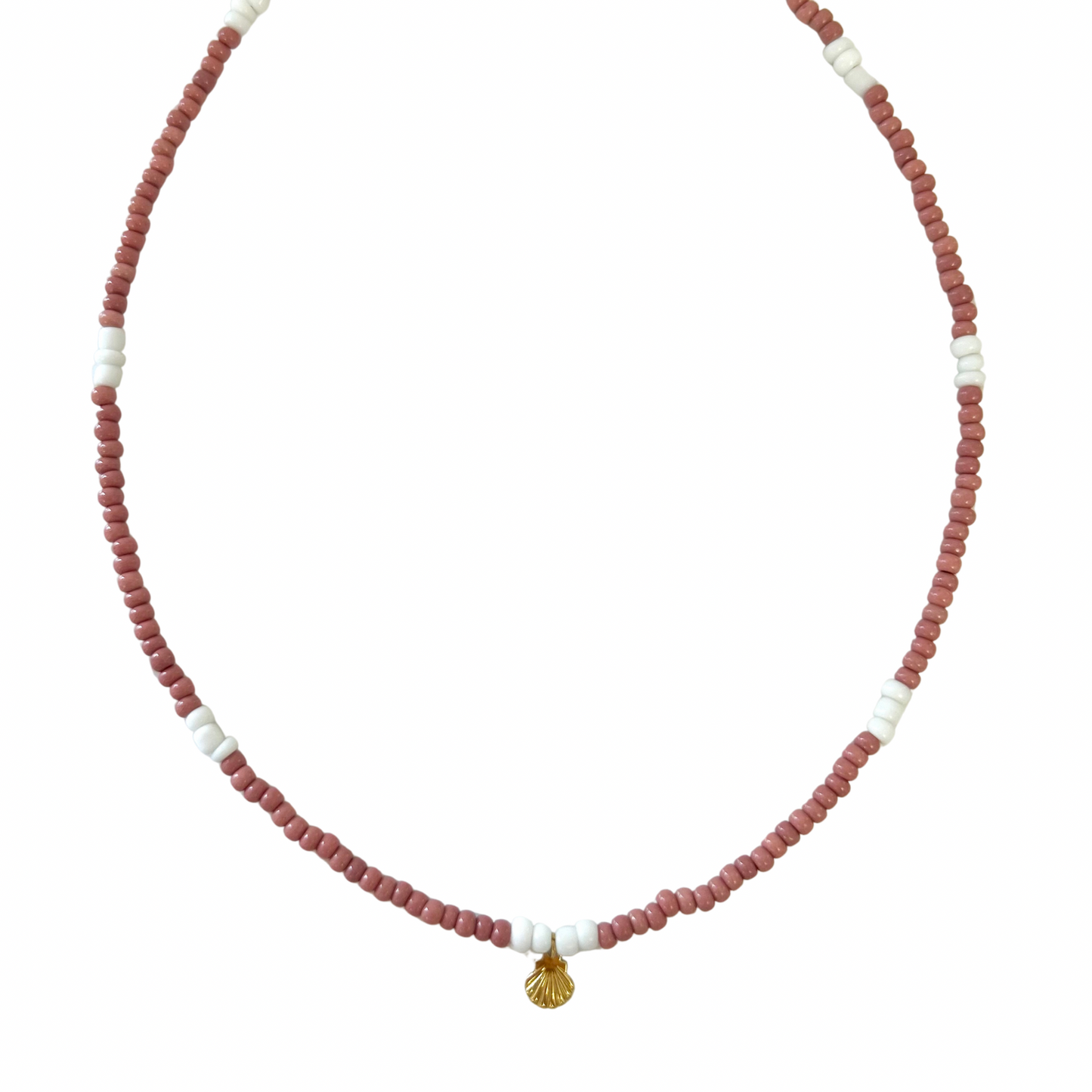 Pink Beaded Shell Necklace