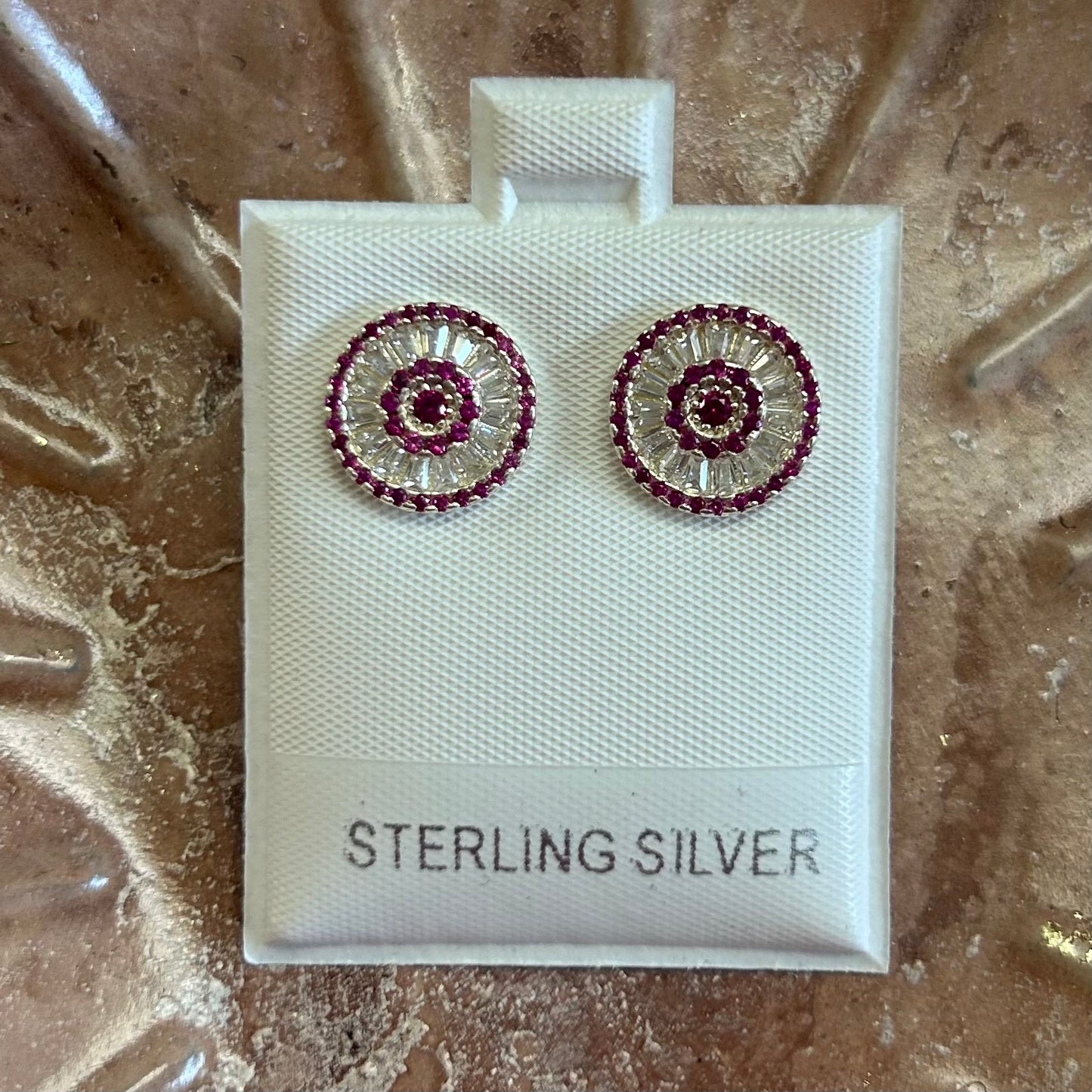 Round Pink Zircon Studs