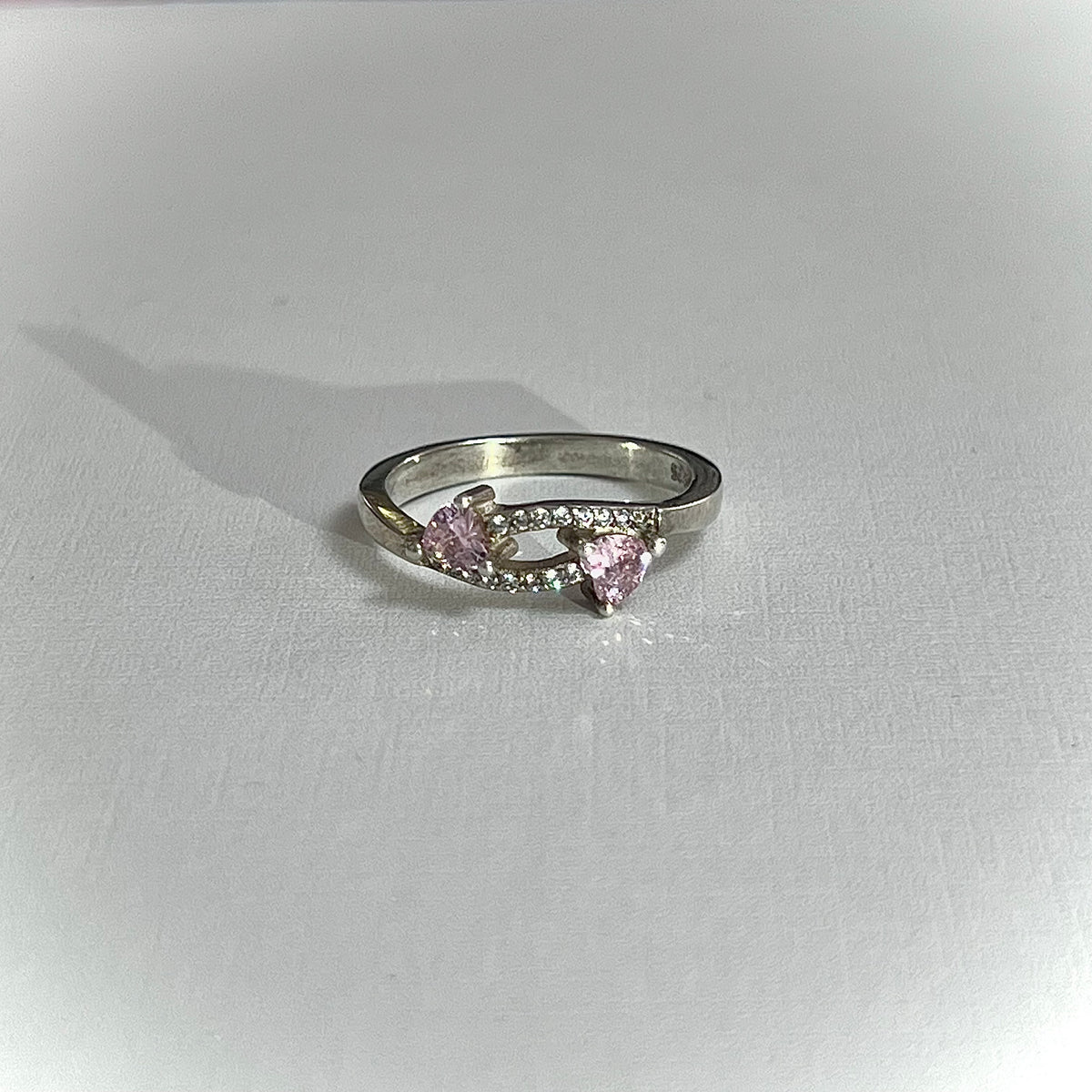 Anillo Doble Cristal Rosa