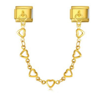 Golden Heart Chain Double Charm