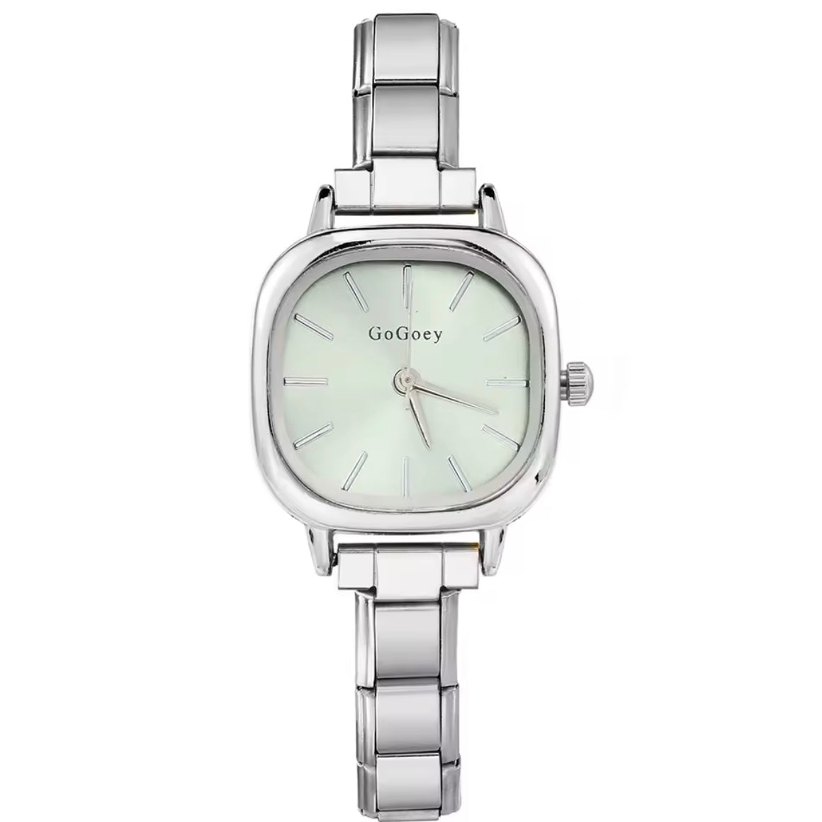 Silver Watch (Green Dial)