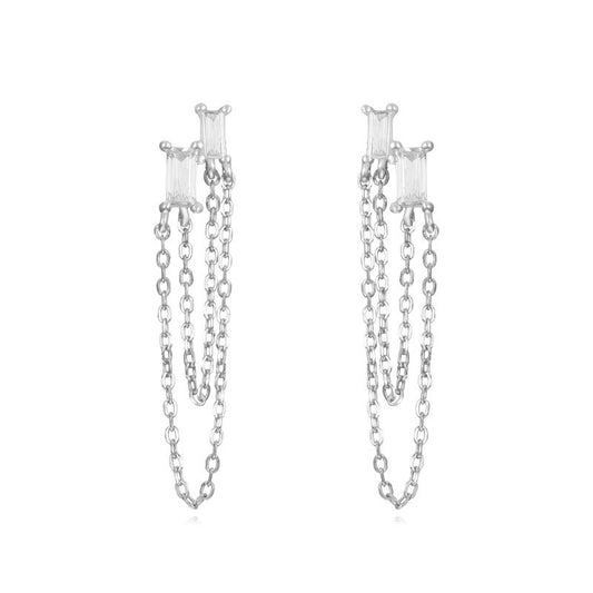 Dainty Double Chain Earrings