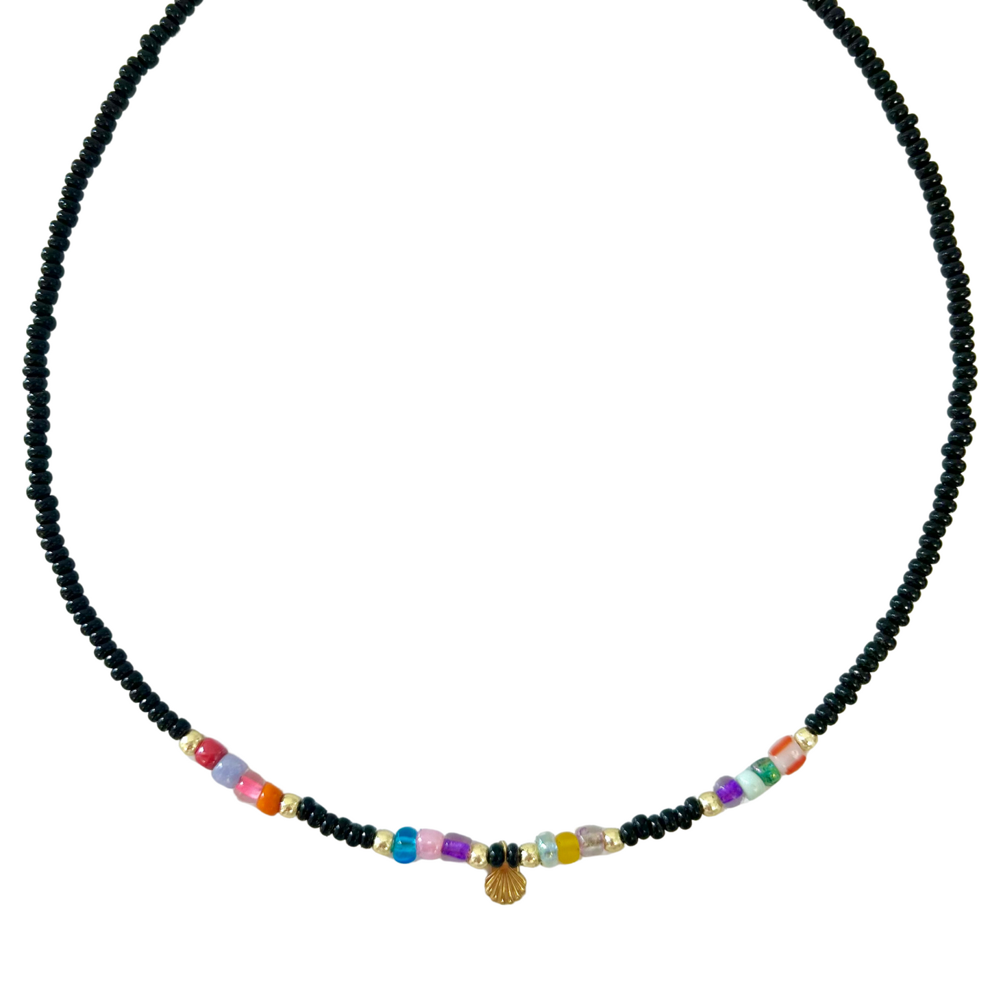 Black Beaded Shell Necklace