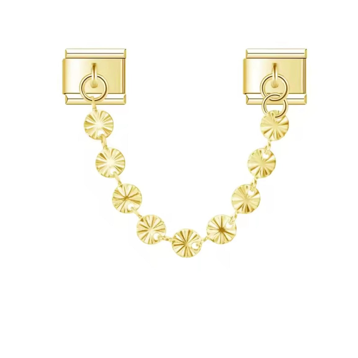 Golden Round Chain Double Charm