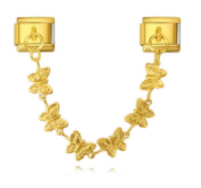 Golden Butterfly Chain Double Charm