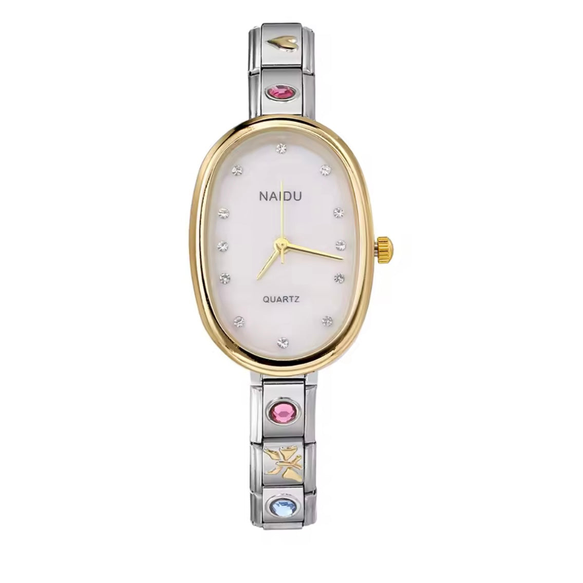 Double Color Watch (White Dial with Charms)