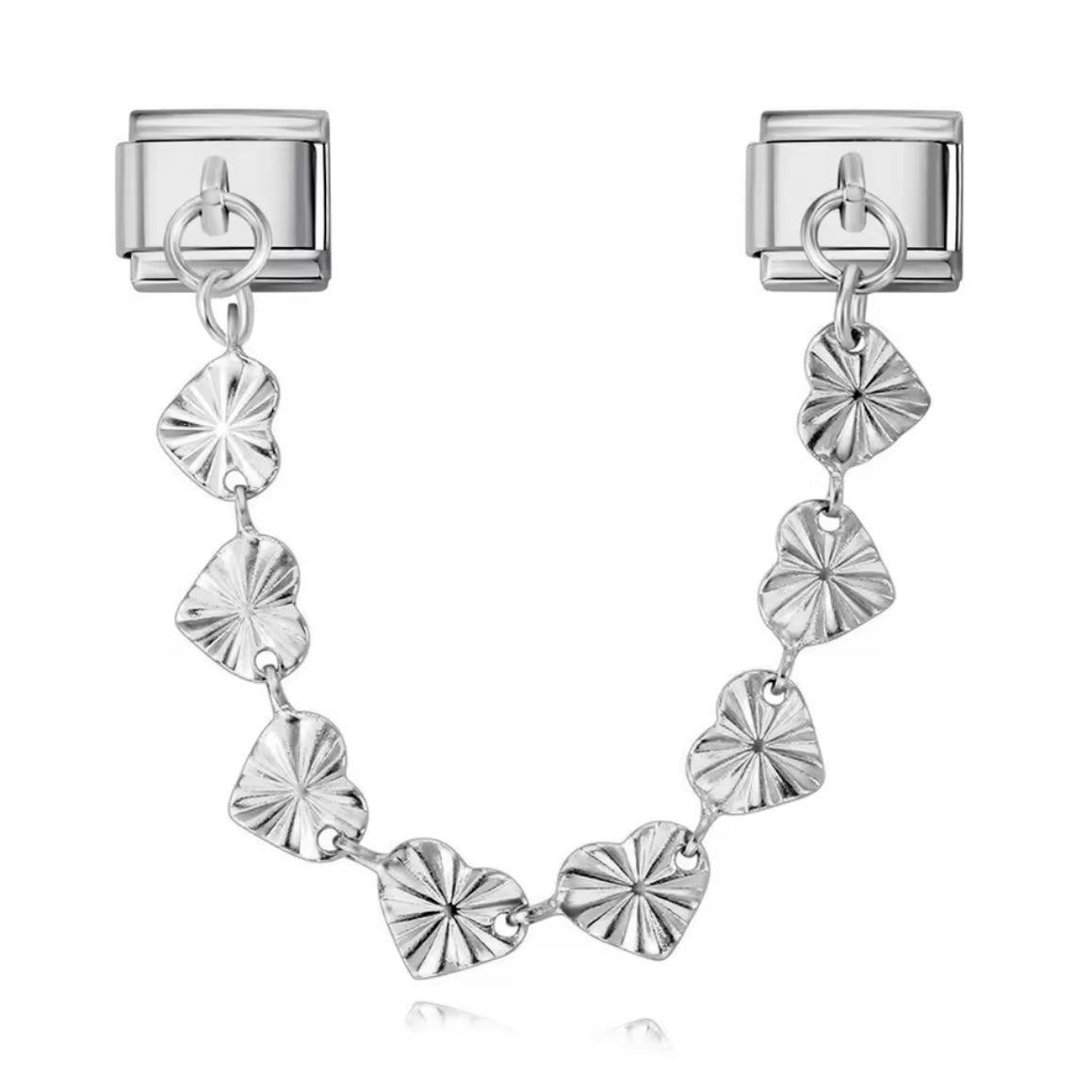Silver Heart Chain Double Charm