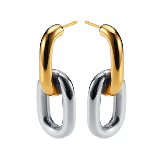 Double Color Link Earrings