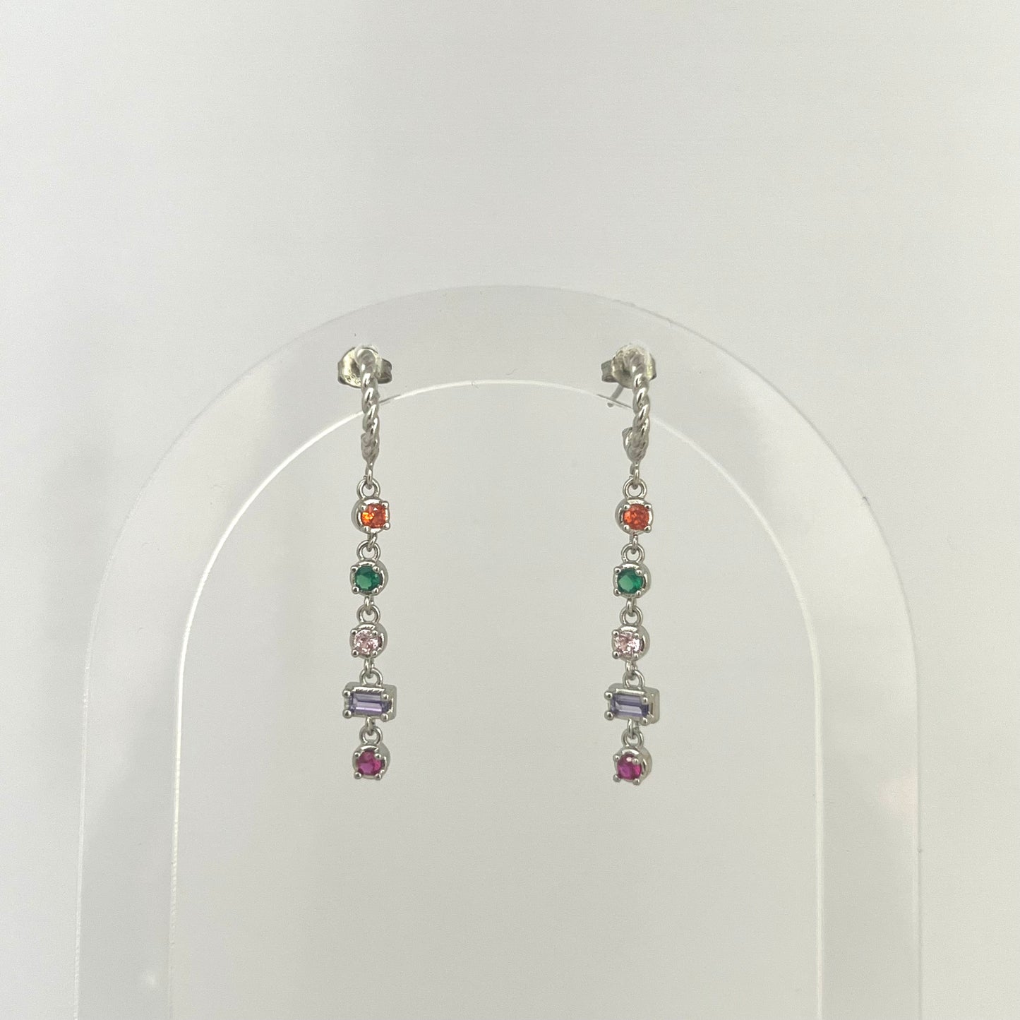 Aretes Plateados Multicolor
