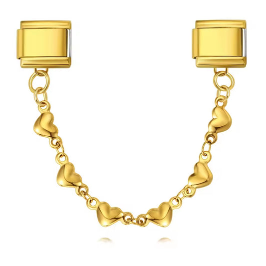 Golden Heart Chain Double Charm