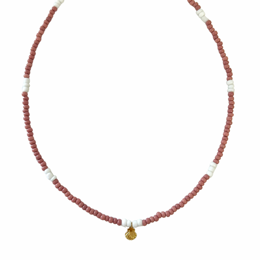 Pink Beaded Shell Necklace