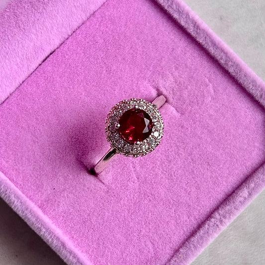 Red Stone Dainty Ring