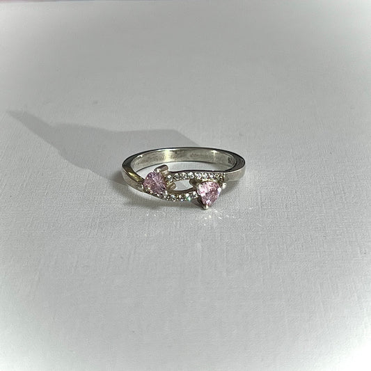 Anillo Doble Cristal Rosa