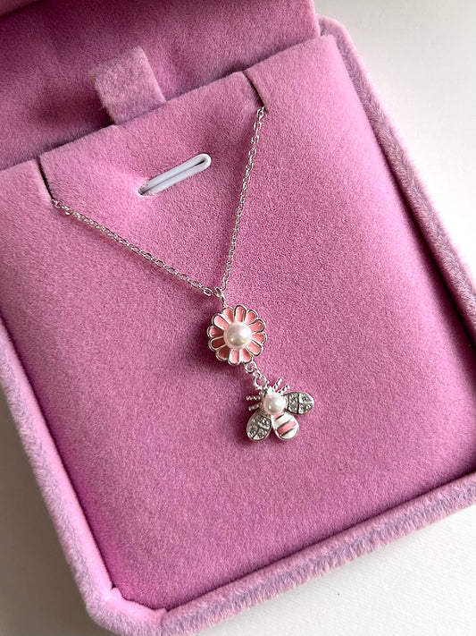 Pink Bee Necklace