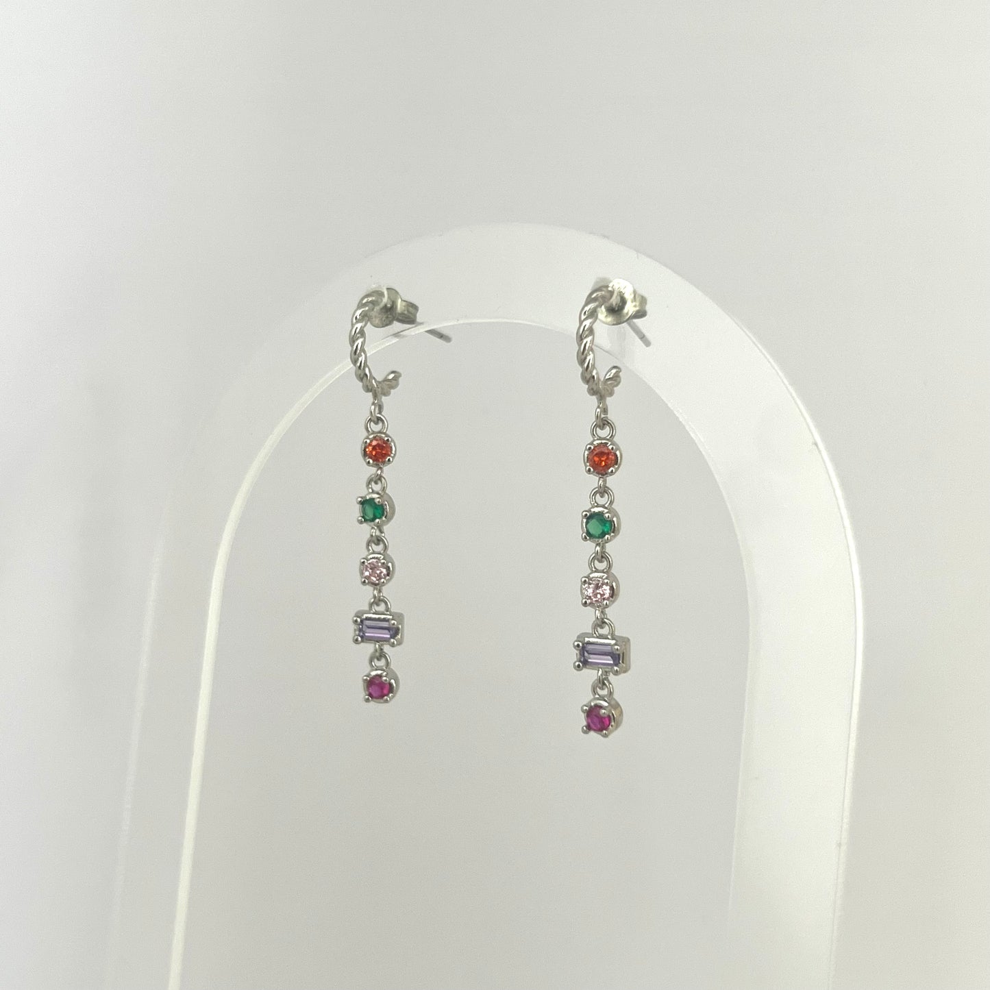 Aretes Plateados Multicolor