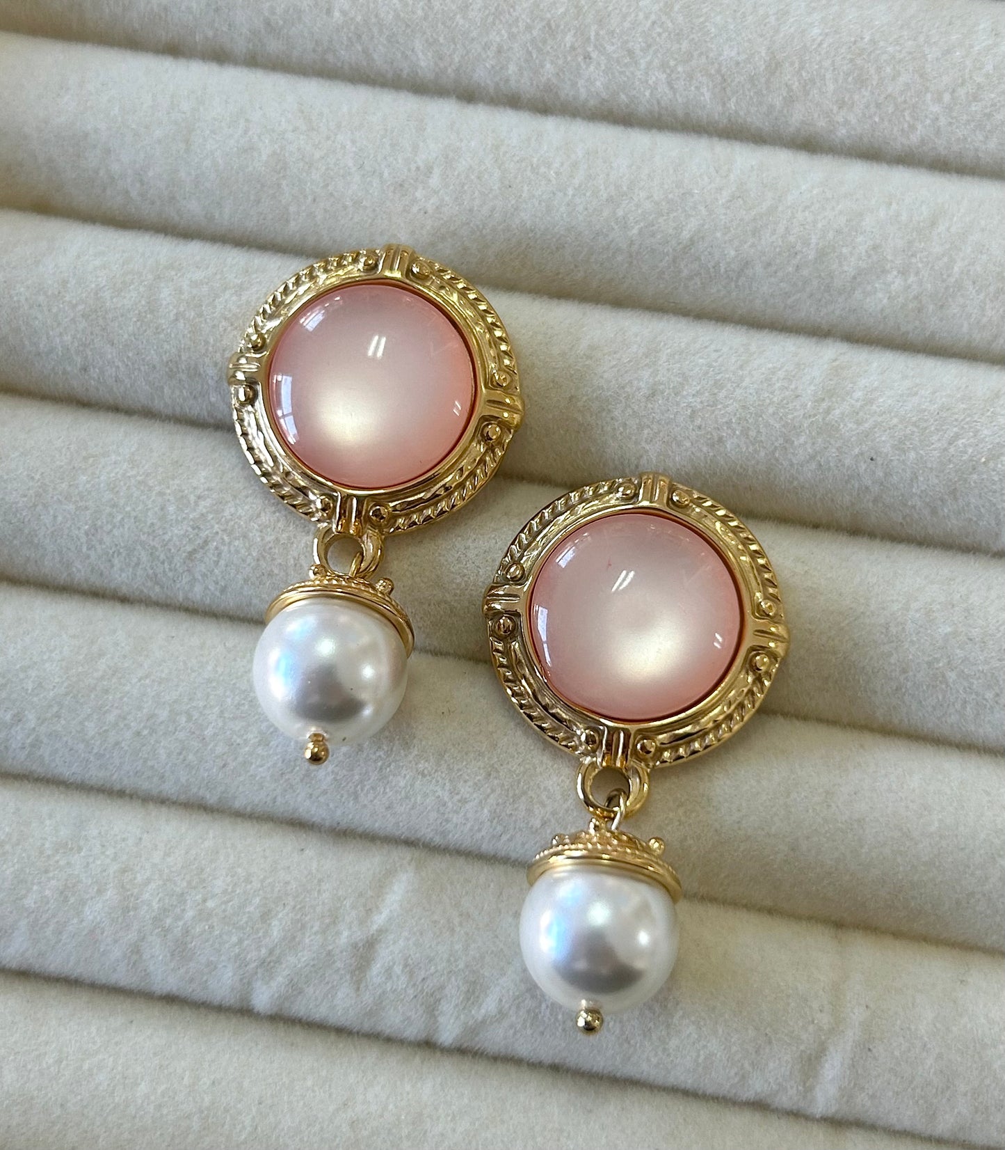 Coral Pearl Earrings