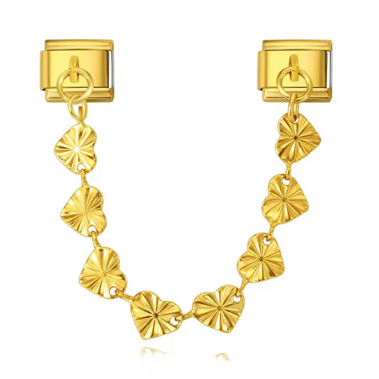 Golden Heart Chain Double Charm