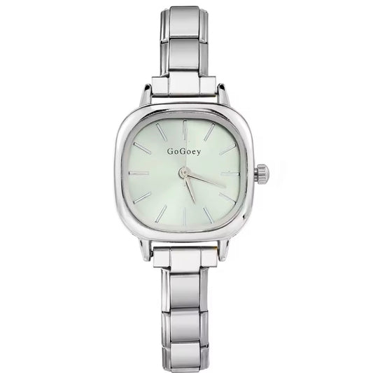 Silver Watch (Green Dial)