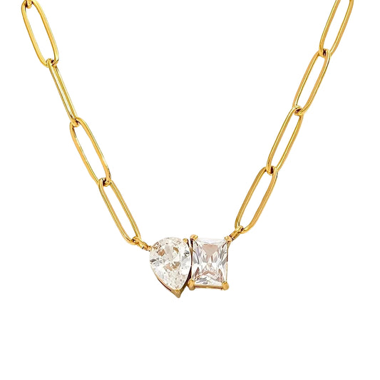 Double Stone Link Necklace
