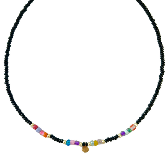 Black Beaded Shell Necklace
