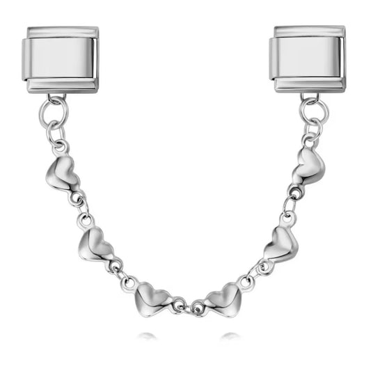 Silver Heart Chain Double Charm