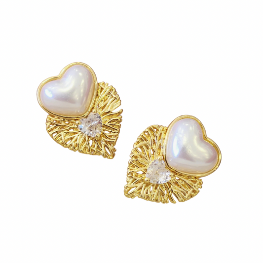 Pearl Heart Earrings