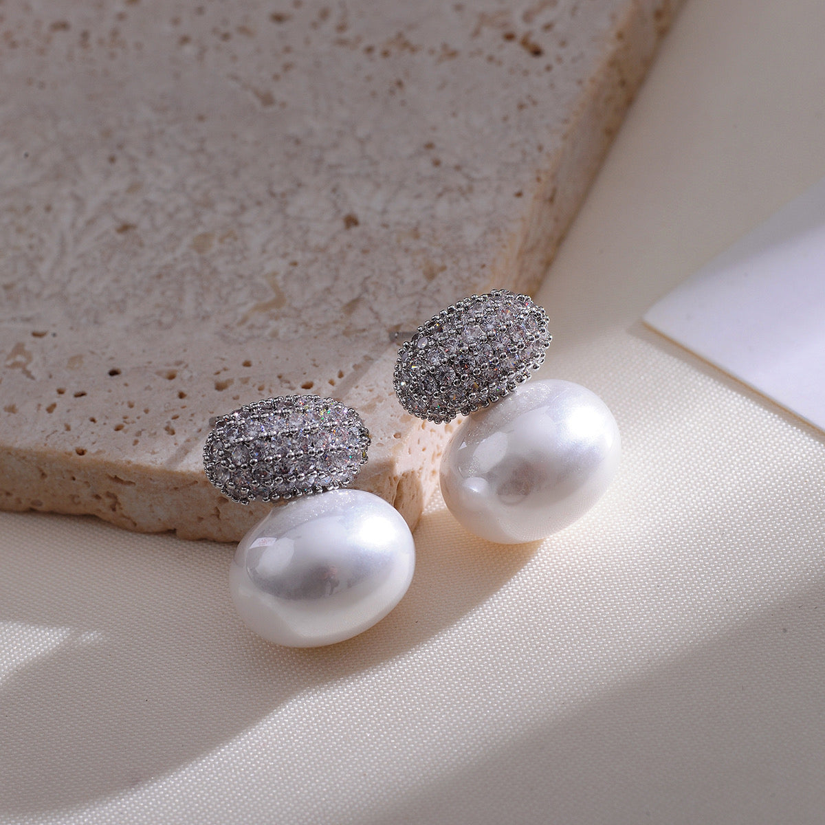 Pave Pearl Studs