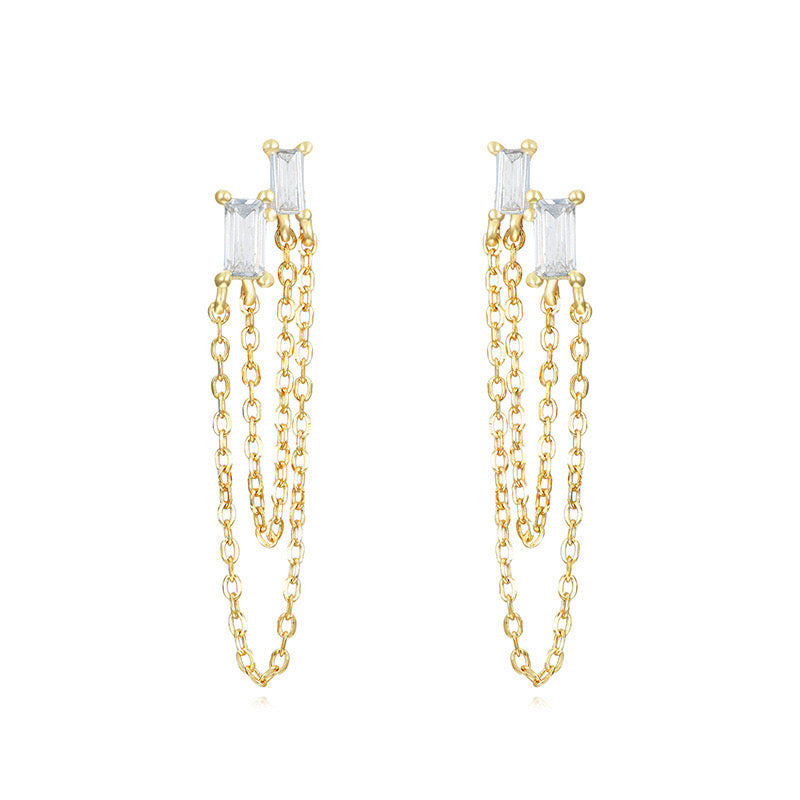 Dainty Double Chain Earrings