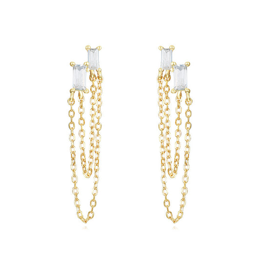 Dainty Double Chain Earrings