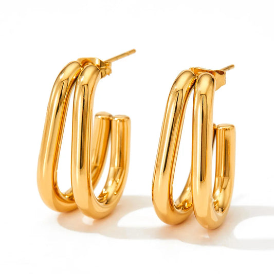 Golden Double Hoops