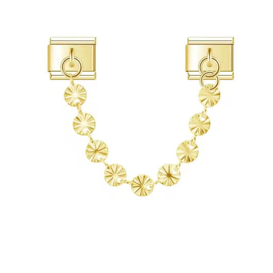 Golden Round Chain Double Charm