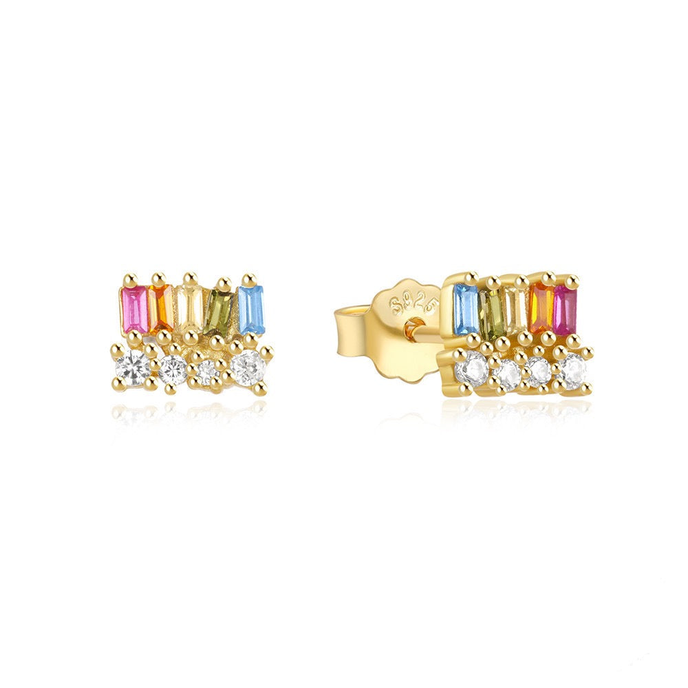 Baguette Rainbow Studs