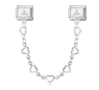 Silver Heart Chain Double Charm