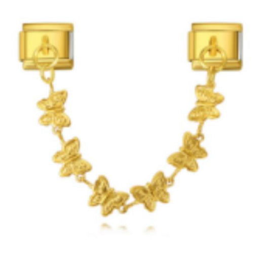 Golden Butterfly Chain Double Charm