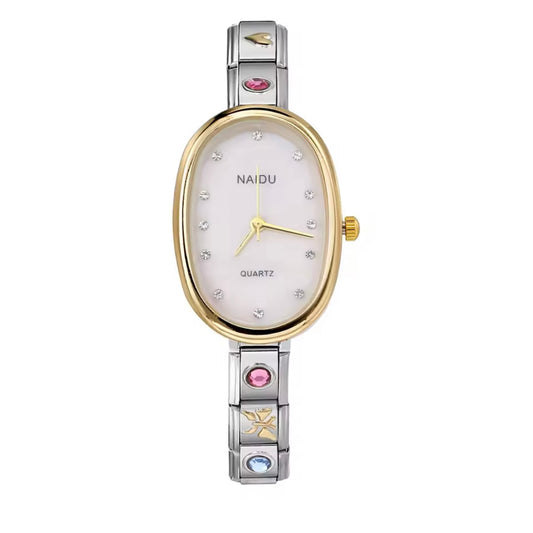 Double Color Watch (White Dial with Charms)