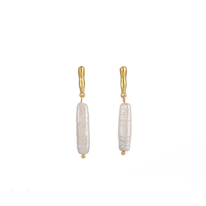 Thin Baroque Pearl Earrings