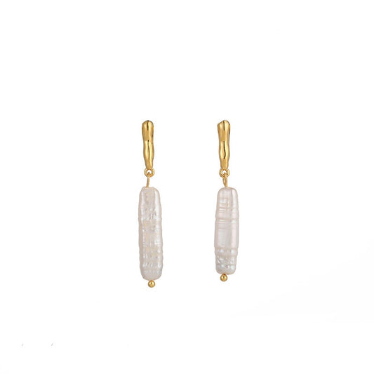 Thin Baroque Pearl Earrings