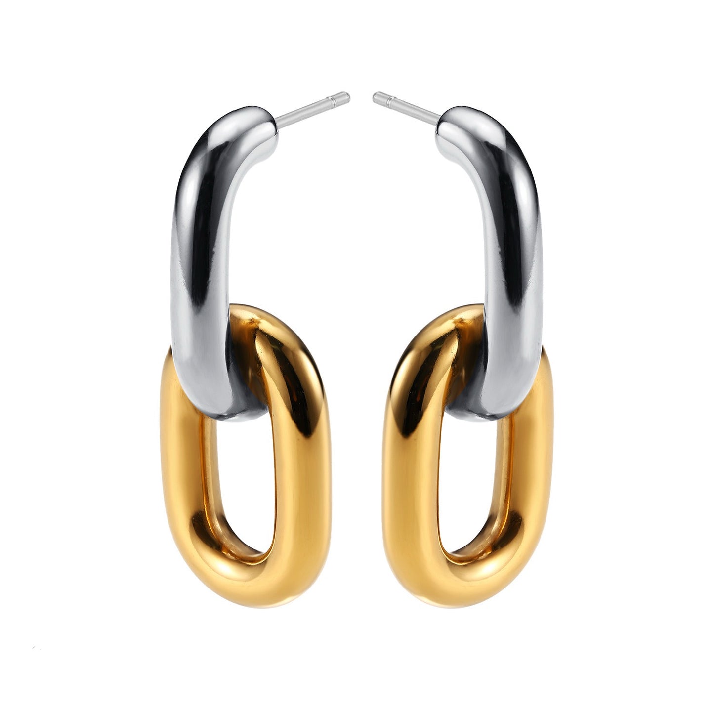 Double Color Link Earrings