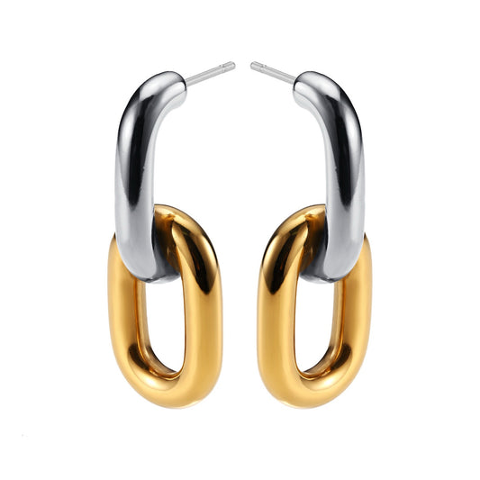 Double Color Link Earrings