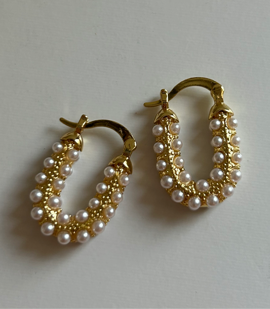 Square Pearly Hoops