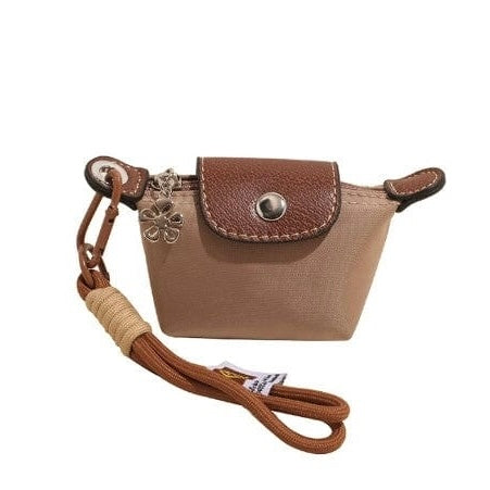 Brown Mini Le Pliage Pouch Keychain