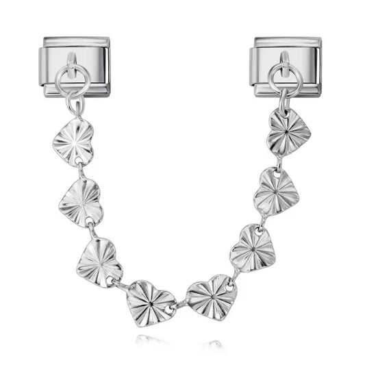 Silver Heart Chain Double Charm