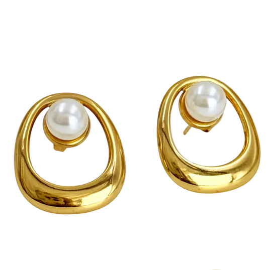 Oval & Pearl Studs