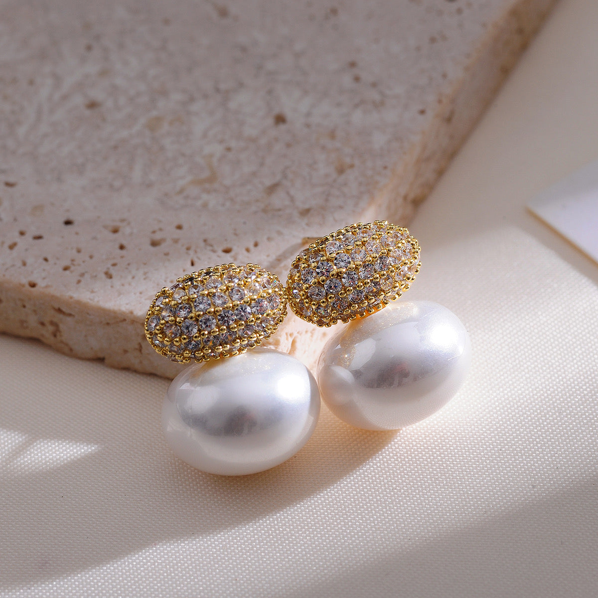 Pave Pearl Studs