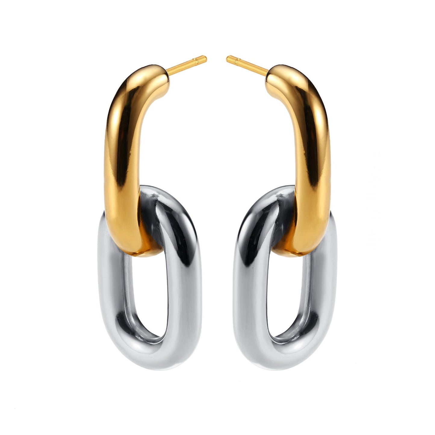 Double Color Link Earrings