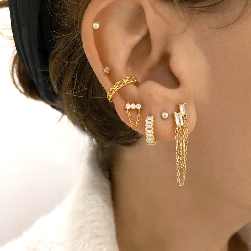 Dainty Double Chain Earrings